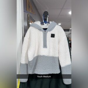 Girls Under Armour White and Gray Sherpa Quarter Zip.